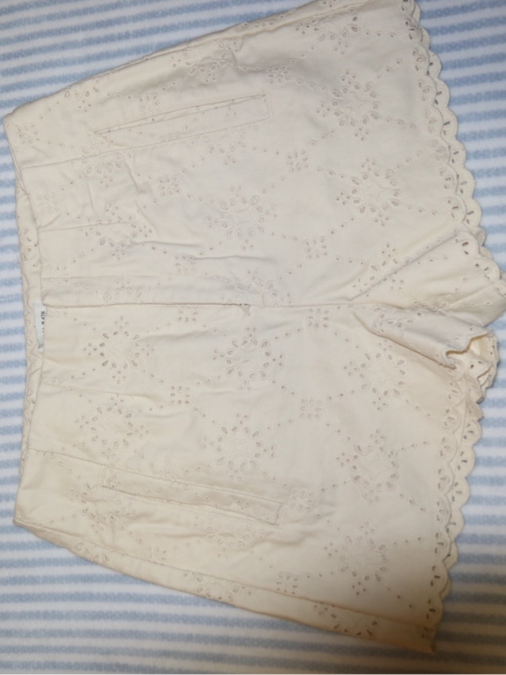 High-Waist Eyelet Shorts in Cream